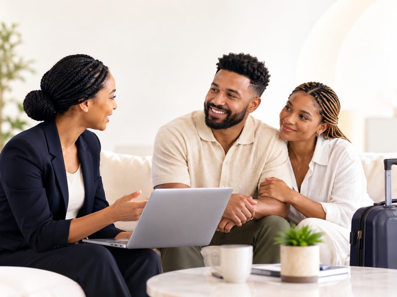 A family arranging trusted home support with an mConnected advisor before travelling